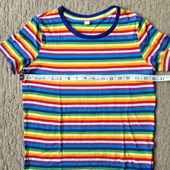 Women’s Multi-Color Striped Short Sleeve Shirt – Size S – NWOT - Picture 4 of 10